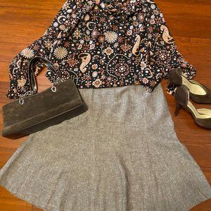 DALIA A-LINE LINEN/RAYON SKIRT COLOR BROWN SIZE 10